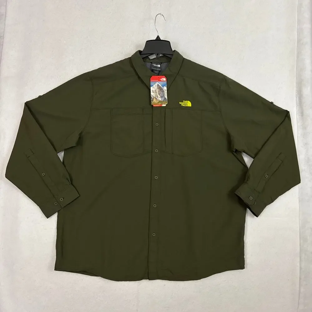 The North Face Shirt Mens XXL Green Paramount Woven Long Sleeve UPF 50 NWT